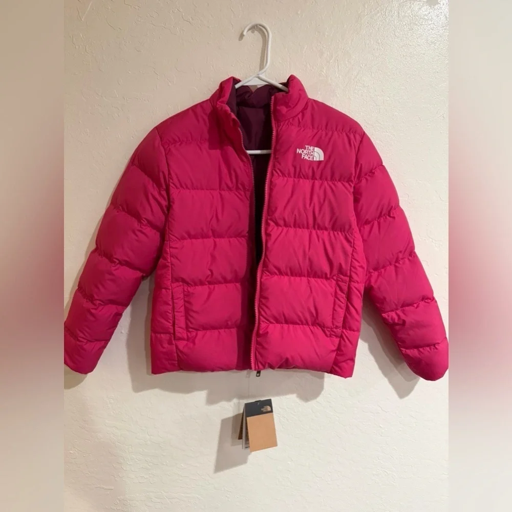 The North Face Reversible Pink and Purple Puffer Jacket for Teens (L-12)